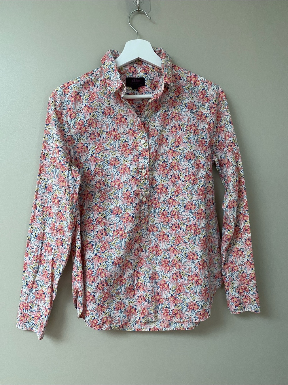 J. Crew Liberty Fabrics Pink Floral 1/2 Button Tunic Shirt size 6